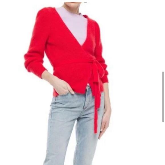 Alexachung red wrap style open back mohair blend sweater size Medium - Picture 15 of 16
